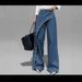 Women's Clothing Women's Casual Denim Pants Straight Leg Wide Leg Pants Irregular Butt Flap Eyelet Solid Color_ecoleips.com