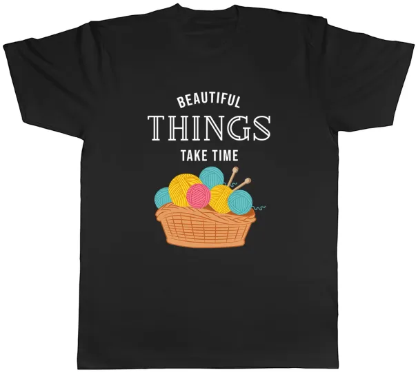 Women's T-Shirts Knitting Beautiful Things Take Time Threading Mens T-Shirt Tee Gift Top_ecoleips.com