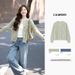 Green Thin Frayed Edge Knitted Cardigan, Layered Over A Sweater, Korean-style Casual Early Autumn Outfit, High-end_ecoleips.com