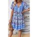 In-stock European American Cross-border 2025 Summer New Printed V-neck For Women, Loose-fitting And Figure-flattering_ecoleips.com