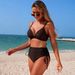 Women's Shell Embroidery Two Piece Swimsuit Solid Color Sporty Floral Design European American Style_ecoleips.com
