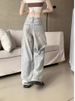 Light-colored Vintage Washed Distressed Straight-leg Jeans Women, New Summer Style, High-waisted, Slimming, Wide-leg,_ecoleips.com