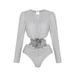 Women's Deep V Neck One-Piece Swimsuit With Strap - Golden Bright High-End Swimwear_ecoleips.com