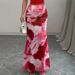 Women's Elegant Floral Print Midi Skirt Tie Dye Stretchy Casual Beach Look Vertical Length Perfect for Vacation_ecoleips.com