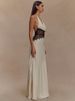 Mozision Summer Backless Sexy Maxi Dress Women Gown Patchwork Lace Halter Deep V Neck Sleeveless High Waist Elegant Long Dress_ecoleips.com