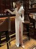 Women's Clothing White Slim Advanced Sexy V Neck Dress_ecoleips.com