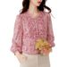 Pink Floral Women, 2025 Spring-summer New High-end Shirt, Mulberry Silk Pink Dopamine Blouse For Women_ecoleips.com