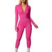 Bestseller 2023 European And American Women's Yoga Jumpsuit, Ribbed Long Sleeve Front Zipper Workout Romper_ecoleips.com