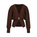 Women's Clothing Women's Sweater Temperament Elegant Solid Color Long Sleeved Button Knitted Cardigan_ecoleips.com