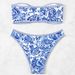 2025 New Style Bikini European And American Foreign Trade Blue And White Porcelain Print Strapless Sexy Bikini Swimsuit For Women_ecoleips.com