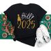 European And American Cross-border Foreign Trade Women's Clothing Christmas Merry Round Neck Printed Ladies Short Sleeve_ecoleips.com