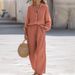 Women's Casual Long-Sleeve Shirt & Pants Set – Breathable Cotton Blend Lounge & Workwear Outfit In 6 Colors_ecoleips.com