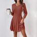 Women's Clothing Knitted A-Line Dress Autumn Winter Fashion Long Sleeved_ecoleips.com