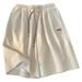 Ice Silk Five-Point For Women, Summer Casual Sports High Waist Loose Fit Versatile Wide-Leg Sleep Shorts, Mid-Length_ecoleips.com
