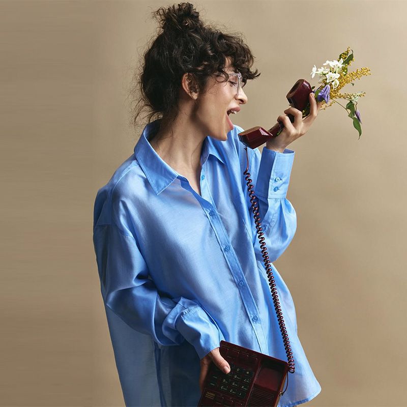 Women's Clothing Summer New Sweet Fresh Loose Large Size Lapel Long Sleeve Ladies Shirt Tops_ecoleips.com