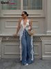 Weird Puss Ruffles Flowers Tank Tops Women Mesh Summer Sexy Deep V-Neck Irregular Tassel Halter Backless Camisole Wild Street_ecoleips.com