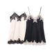 Contrast Trim Satin Feel Sleeveless Top, Women's Lace Detail Shell Blouse For Spring, Chic Casual & Night Out Cami_ecoleips.com