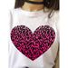 Women's Vintage Leopard Heart Print Round Neck T-shirt For Foreign Trade_ecoleips.com