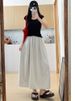 K New High Waisted Hanging A-line Long Skirt Workwear Half Skirt_ecoleips.com