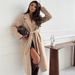 Women's Long Sleeved Lapel Tie Wrap Wool Coat Solid Color Autumn Winter Outerwear Independent Website Bestseller 2025 Wish_ecoleips.com