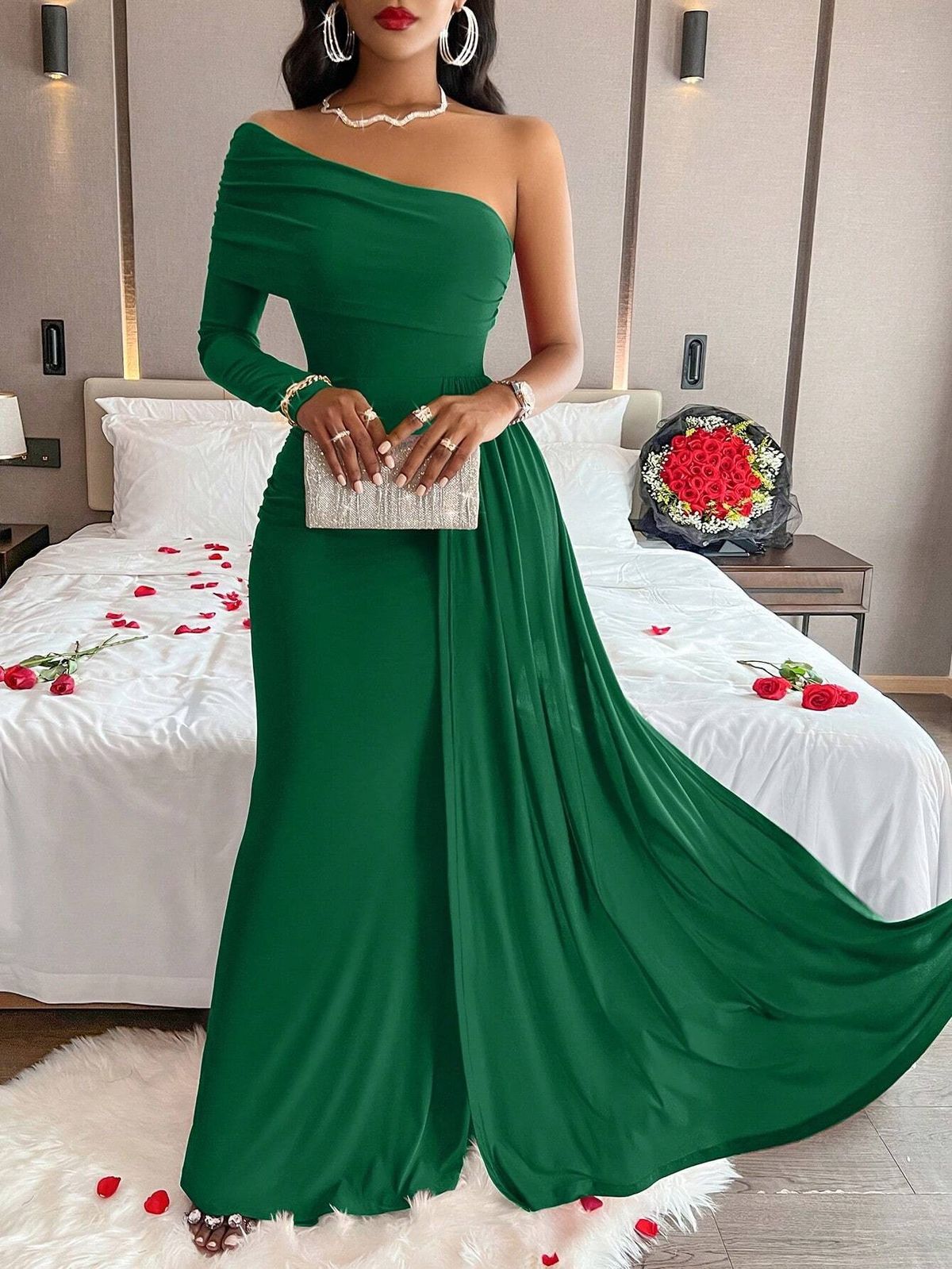 Foreign Trade Cross-border European And American Women's Clothing 2025 Off-shoulder Dress_ecoleips.com