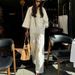 Women's Clothing New Style Lapel Three Quarter Sleeve Cardigan Top Loose Wide Leg Pants Two Piece Suit_ecoleips.com