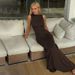 European And American Women's Clothing 2026 Spring New Fashion Sexy Ruched Waist Back-Slit Round-Neck Sleeveless Dress_ecoleips.com