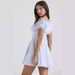 Independent Brand 2026 Summer New Solid Color European And American Style Puff Sleeve Waist-Cinching Buttoned Short_ecoleips.com