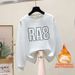 Women's Pure Cotton Sweatshirt 2023 Long Sleeve Thin Style for Spring And Autumn Petite round Neck Thickened Fleece Lined Jacket for Autumn And Winter_ecoleips.com