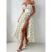 Summer Style Fresh And Sweet Halter Neck Dress for Women Low Cut High Waisted Tie Front Fruit Print 5 Colors Available_ecoleips.com