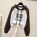 Women's Clothing Spring And Autumn Hooded Short Large Size Loose Print Fashionable Petite Tops_ecoleips.com