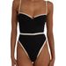 Women's Clothing Gathered Sling Bikini New Style Splicing Swimsuit Solid Color Bikini_ecoleips.com