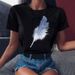 New Arrivals In Clothing: Feather-patterned Casual Cute Plus-size Tops, Base Shirts, Women's T-shirts For Summer_ecoleips.com