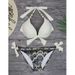 Trendy Floral Bikini Set - Adjustable Tie-Detail High Waist Swimwear For Women, Comfortable Polyester Fabric (White, Xs-Xl)_ecoleips.com
