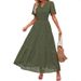 2025 European And American Foreign Trade Cross-border Women's Clothing V-neck A-line Hollow Lace Layered Dress_ecoleips.com