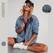 Women's Distressed Denim Quilted Jacket With Stand Collar & Side Pockets – Oversized Streetwear Coat For Fall_ecoleips.com