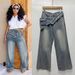 Women's Distressed Denim Wide-Leg Jeans Detachable Utility Belt Vintage Wash Straight Leg Trousers Multi-Pocket Design_ecoleips.com