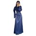 European And American 2025 Spring New Style Slim-Fit Tie-Waist Solid Color Long-Sleeve Elegant Dress For Women_ecoleips.com