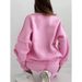Autumn And Winter Patchwork Design Knitted Fleece Sweatshirt Pencil Pants Two-Piece Suit For Women_ecoleips.com