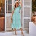2023 . Women's V-neck Ruffle Sleeve Printed Dress, Short Sleeve, European American Fashion, Fresh And Sweet_ecoleips.com