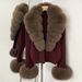 Luxury Short Knit Cardigan With Fox Fur Collar – Elegant Cropped Coat For Women (Acrylic Blend, Soft & Stylish)_ecoleips.com