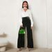 Voya Women's Fashion European American Autumn And Winter Velvet Wide-leg With Ruffles, High-waisted, Straight, Slimming And Elegant Long Pants_ecoleips.com