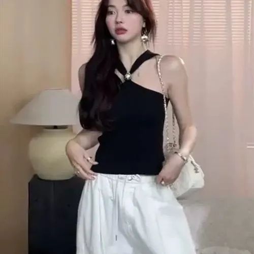 2025 New Fashionable Off-Shoulder Summer Knit Camisole For Women, Slim Fit And Stylish_ecoleips.com