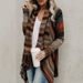 Elegant Striped Fringe Cardigan Sweater - Oversized Scarf Collar Longline Wrap, Soft Cotton Blend, Boho Chic Style For Women_ecoleips.com