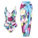 Women's Clothing New Two Piece Swimsuit Cross Cover Belly Print Exposed Backpack Hip Long Skirt Swimsuit Spot_ecoleips.com