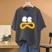 Women's Clothing Cartoon Straight Shoulder Short Sleeved T Shirt For Women In Summer 2024 New Design Niche Large Size Casual Loose Slim Tops_ecoleips.com