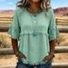 Voya Women's Textured Fur Fringe Retro Round Neck Short Sleeved Top With Fringed Cuffs And Multiple Colors To Choose From_ecoleips.com