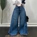 2025 New Spring Retro European And American Style Wide Leg Jeans Stitching Floor Length Flared Pants Tassels_ecoleips.com