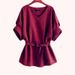 Women's V-neck Short-Sleeved Linen Shirt Batwing Sleeve Loose Fit Casual Cotton Top For Summer_ecoleips.com