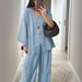 Fashion Loose Women's V-Neck Top And Wide Leg Pants Casual Set_ecoleips.com